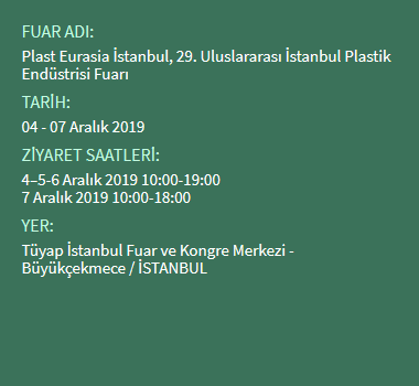 Plast Eurasia İstanbul 2019 Fuarı